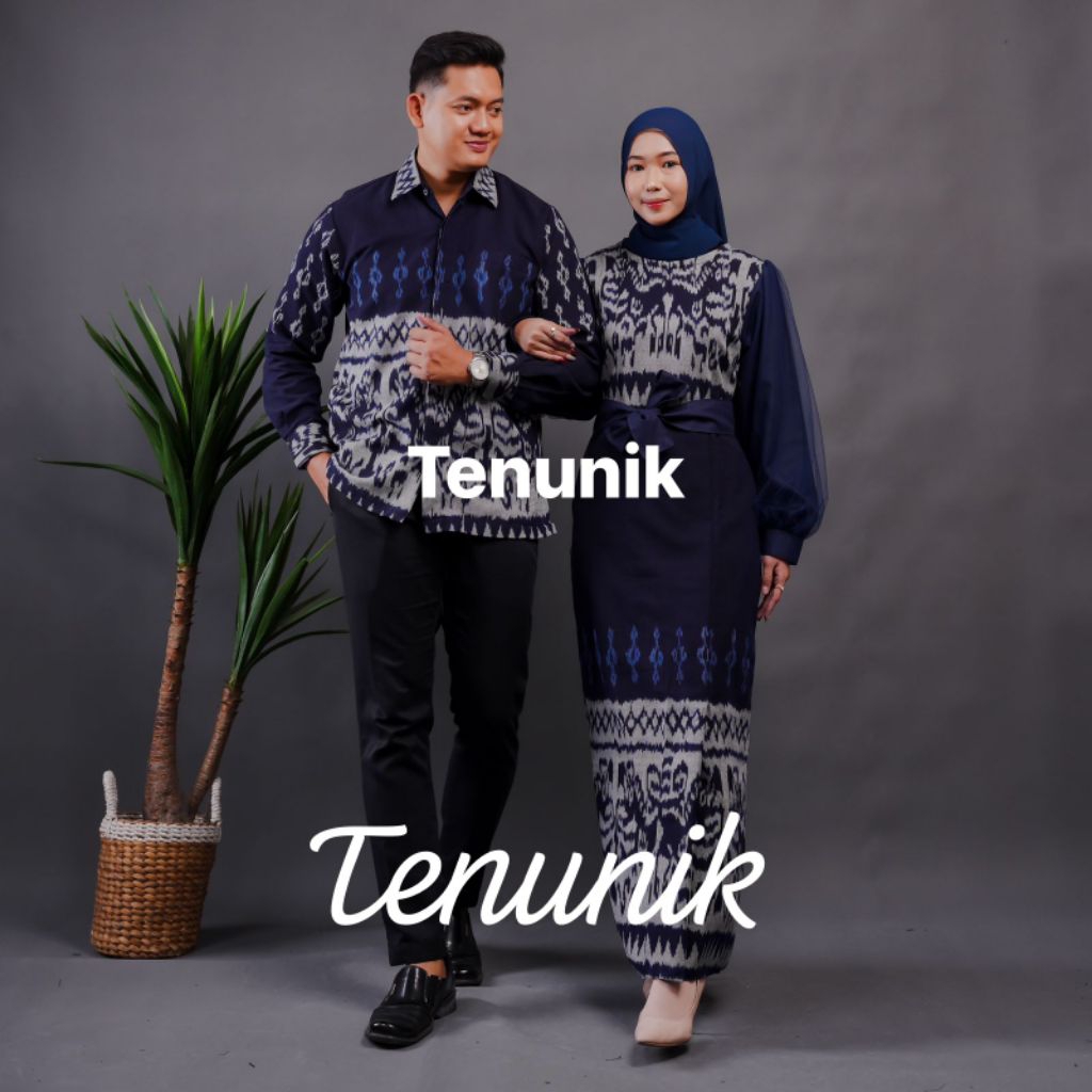 TENUNIK - BAJU TENUN COUPLE PADMA NAVY NTT - DRESS TENUN - BAJU TENUN - COUPLE TENUN - BAJU TENUN PR