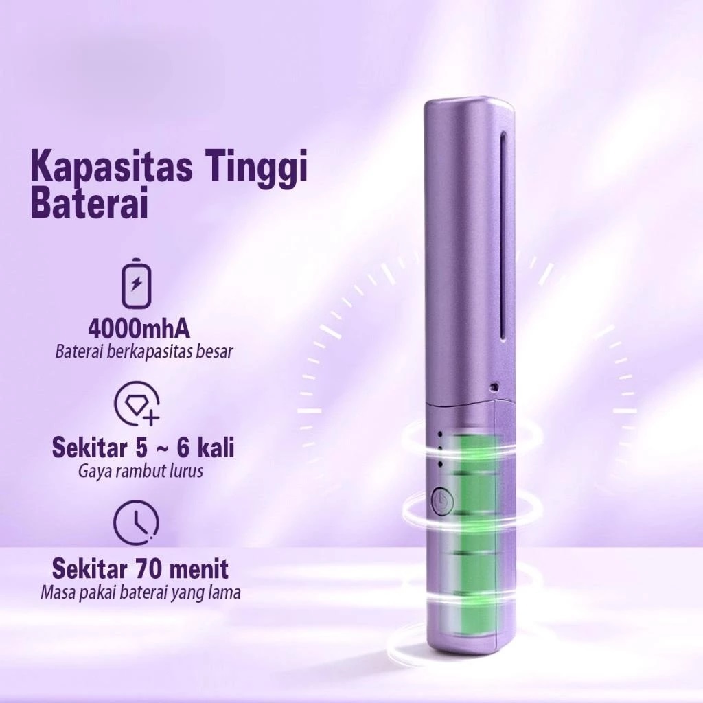 Sisir Pelurus Rambut Mini Travel Tanpa Kabel - Sisir Catokan Portable Rechargeable Sisir Pelurus Ram