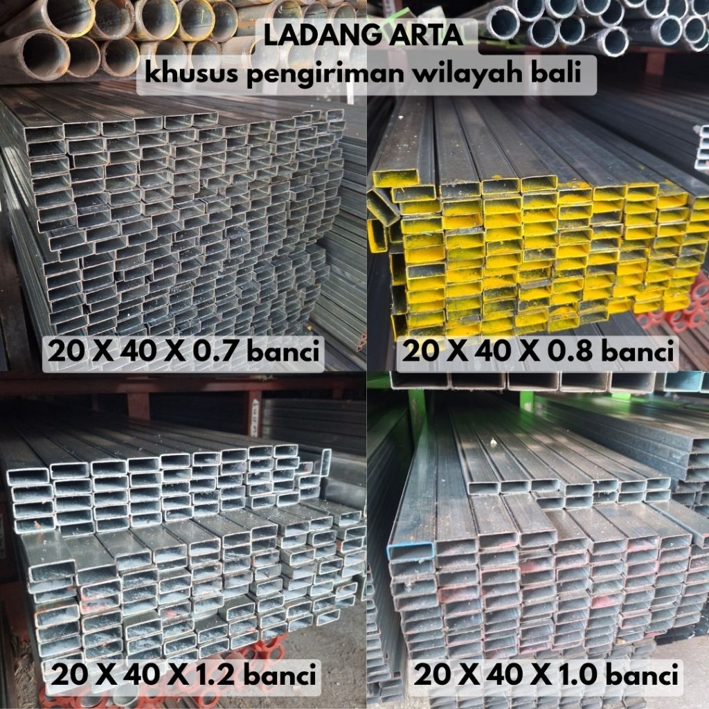 hollow galvanis 20 x 40 banci tebal 0.7/0.8/1.0/1.2