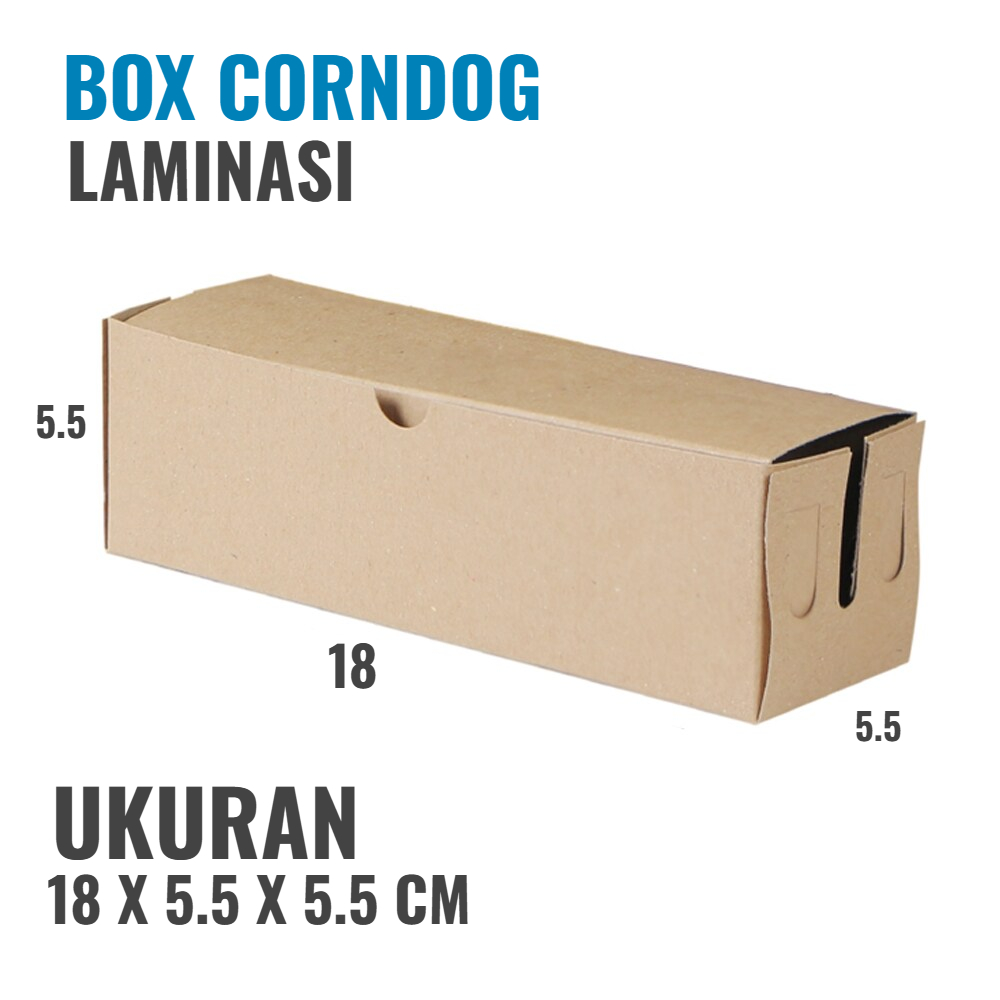 BOX CORNDOG KRAFT 18 X 5.5 X 5.5 / PAPER KRAFT / KRAFT FOOD  Laminasi / WADAH snack / TEMPAT kue / P