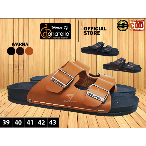 DONATELLO sendal slop selop slide gesper casual pria laki laki dewasa Original