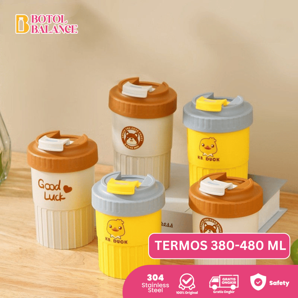 Mug Stainless Gelas Stainless Estetik Korea Style Mug Kopi Kartun Tahan Panas Dingin BPA free - 665