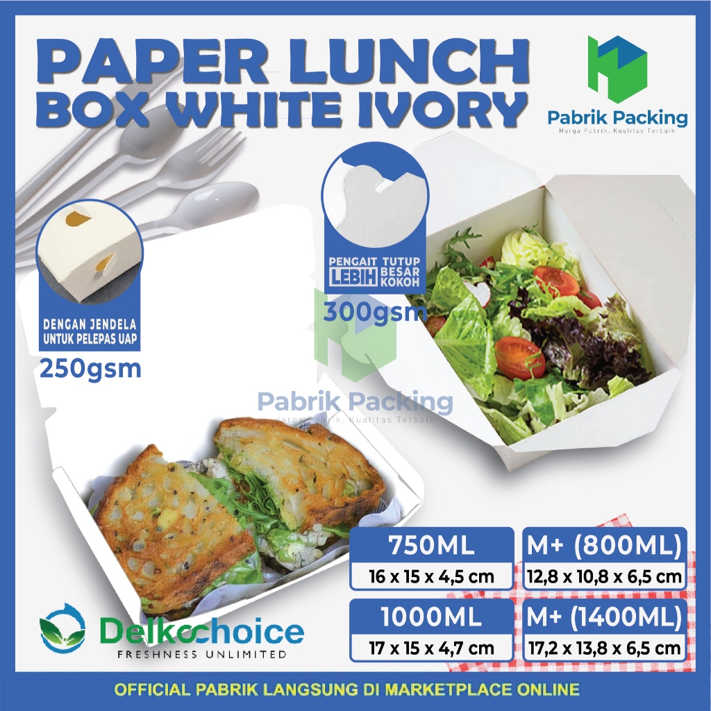 Paper Lunch Box / Rice Box Pail Takeaway Box Kemasan Makanan Foodpail Box Makanan Delkochoice Satuan