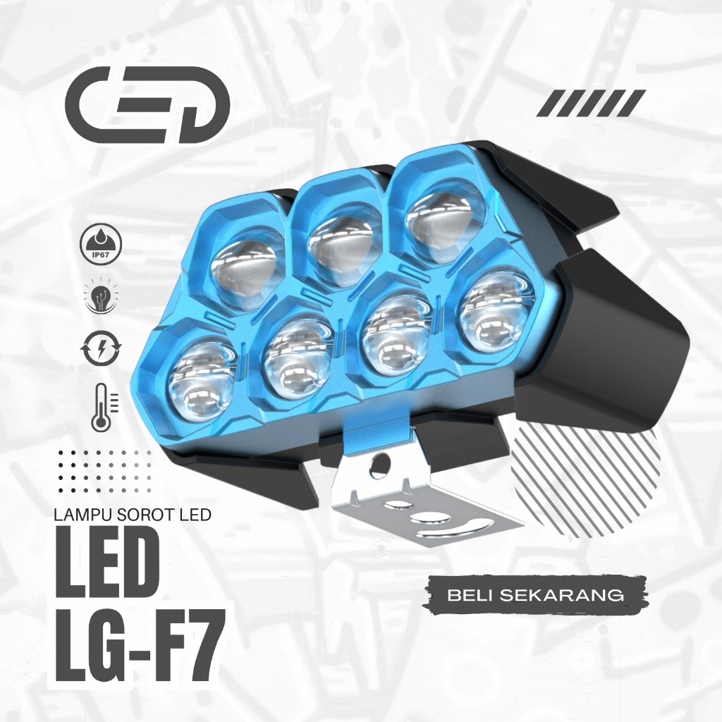CEDLampu Sorot LED LG-F7 Dual-Mode Cahaya Putih&Kuning 6000K & 4300K60W/DC12V-24V Universal