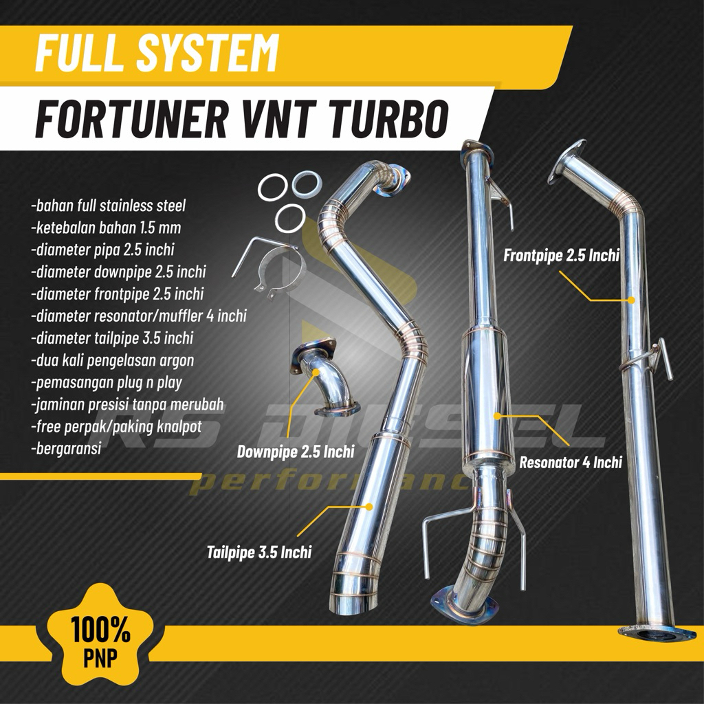 knalpot fortuner vnt full system fortuner vnt turbo stainless presisi
