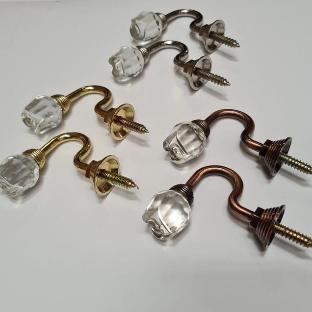 Hook kaca KRISTAL KECIL besi hook gorden cantolan pengait korden