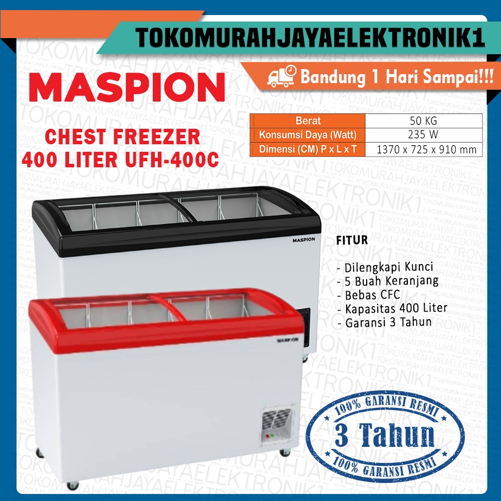 Maspion Chest freezer 400 LITER UFH 400, UFH-200C,  UFH-300C,  UFH-100C Garansi Resmi