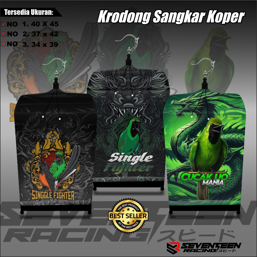 (COD PROMO) Krodong Sangkar Koper Cucak Ijo Premium Full Printing Krodong kotak gepeng Nomor 1,2,3