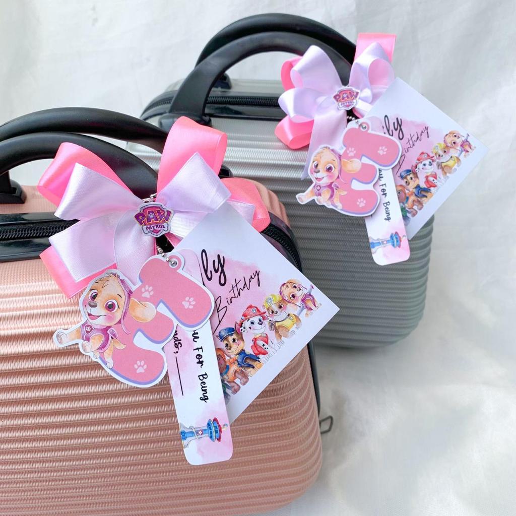 BJ - 3 in 1 Paw Patrol Pink Watercolor  - Tag Card Birthday / Thanks Card / Thank You Card / Kartu U