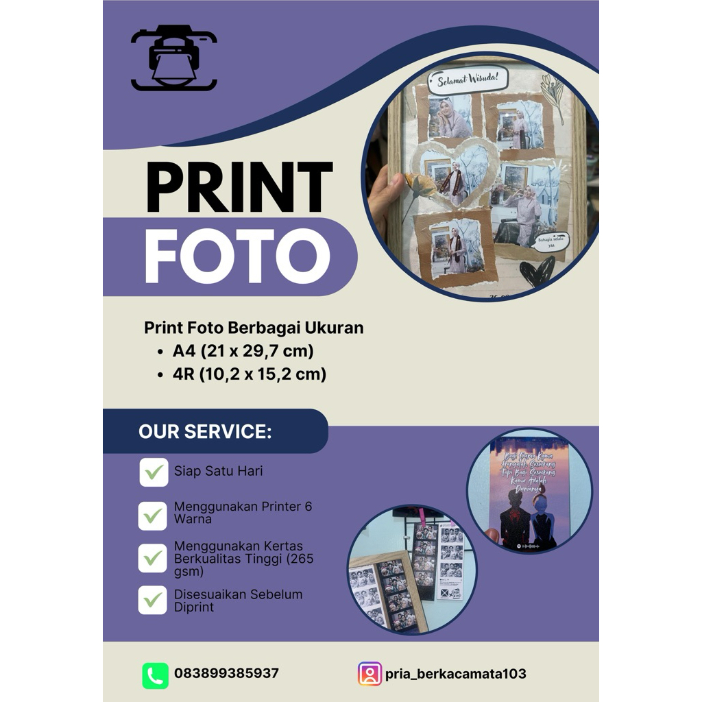 Jasa Print Foto 4R dengan printer 6 warna