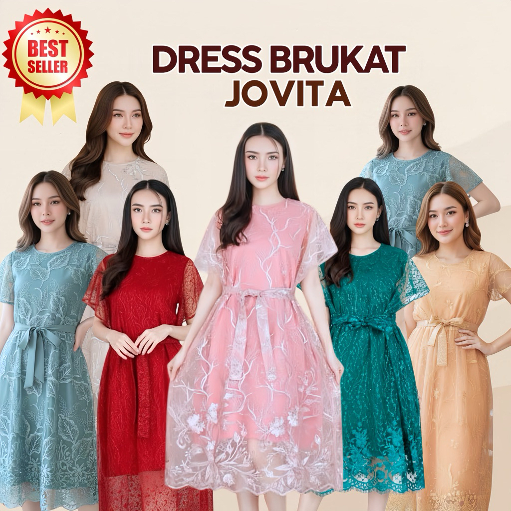 DRESS BRUKAT WANITA MURAH DRESS PESTA JOVITA CALISTA
