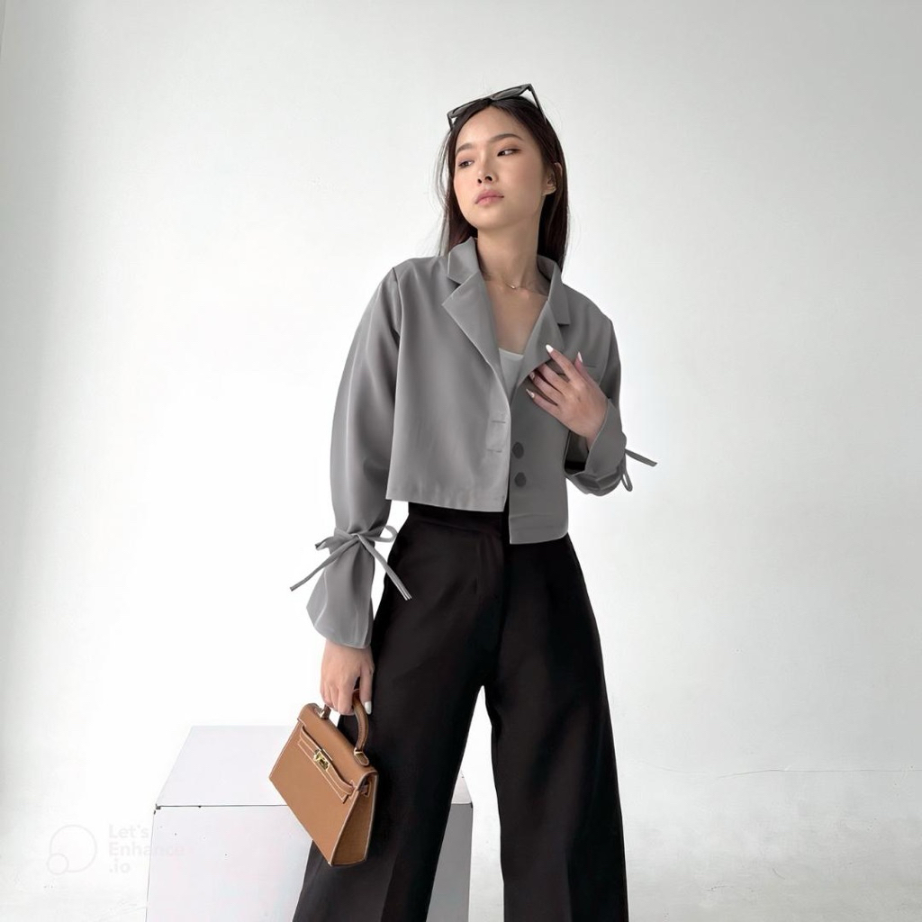 Everything Crop Bali - Flinch Crop Blazer / Blazer Crop Top Semi-Wool / Blazer Hitam