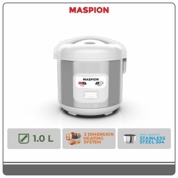 Maspion Rice Cooker MRJ-1003 TSS Stainless Steel SUS304 Magic Com 1 Liter MRJ1003 TSS