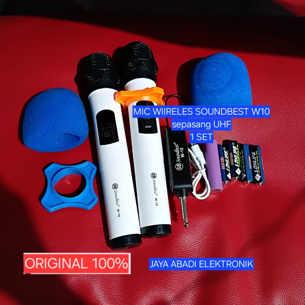 H32 NEW EDISI SOUNDBEST W 10 W10 SOUND BEST Microphone Wireles Resiver Mini MIK MIC MIX DUAL SEPASAN