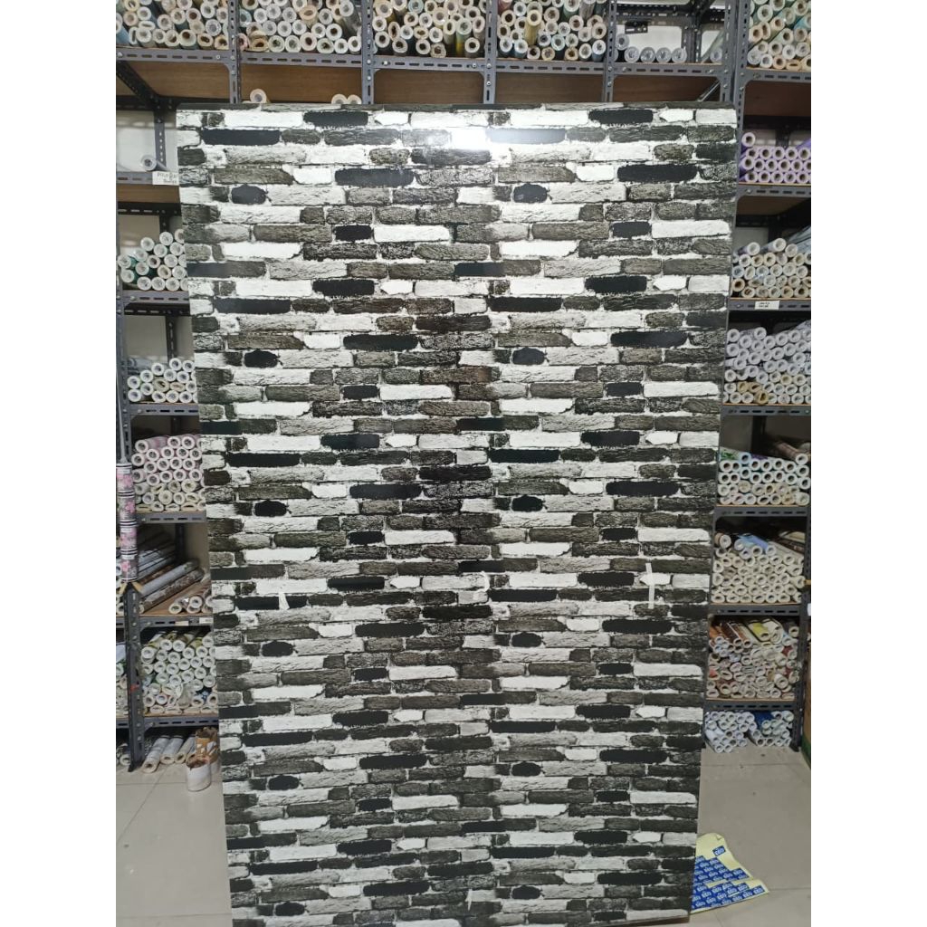 wallpaper stiker dinding batu alam hijau putih