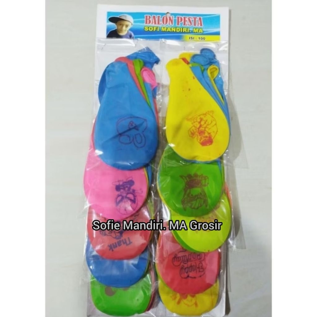 balon pesta / balon ulang tahun 1 Renteng isi 100 Biji Balon