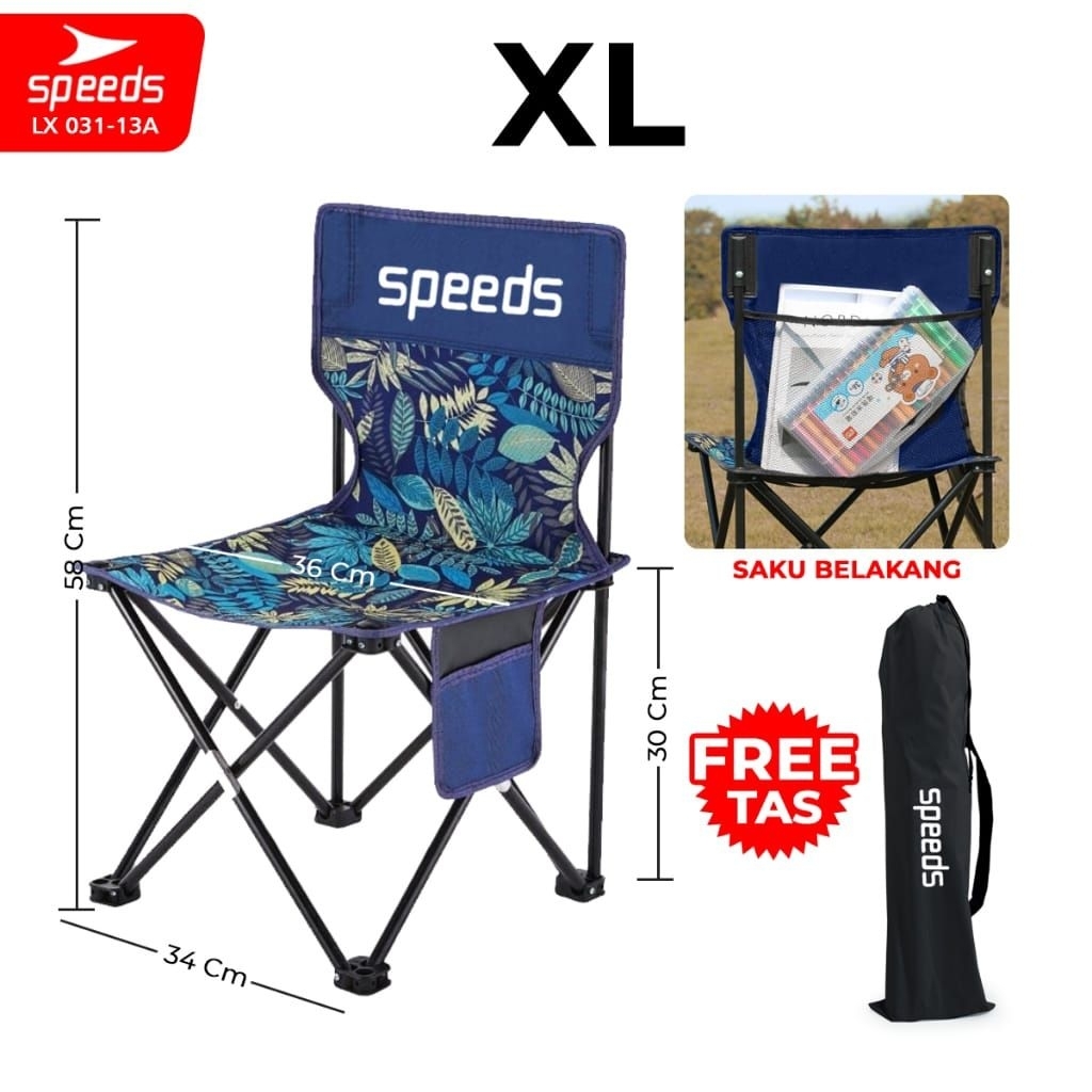 SPEEDS Kursi Lipat Outdoor Portable Kursi Camping Kursi Gunung Bangku (Ukuran XL)
