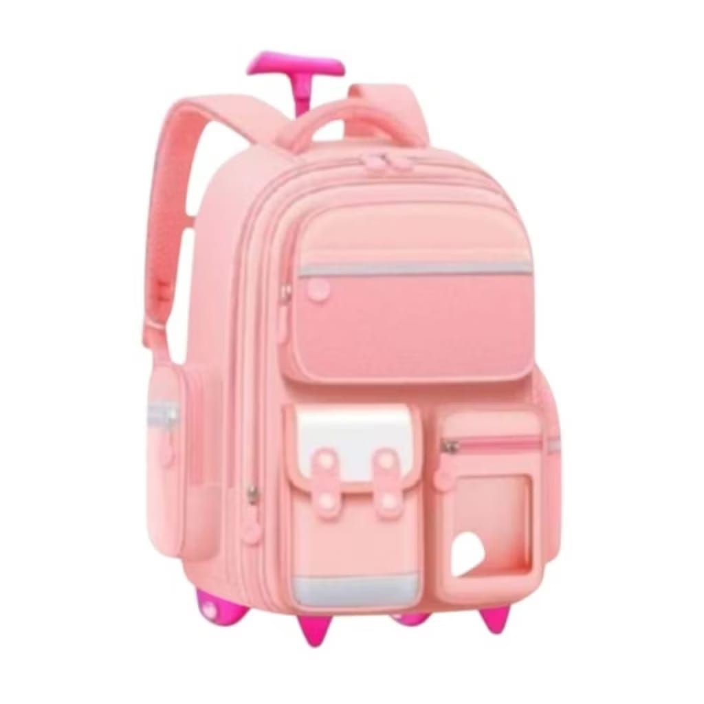 Tas trolly anak atau tas dorong untuk anak sekolah TK SD motif polos untuk anak sekolah perempuan