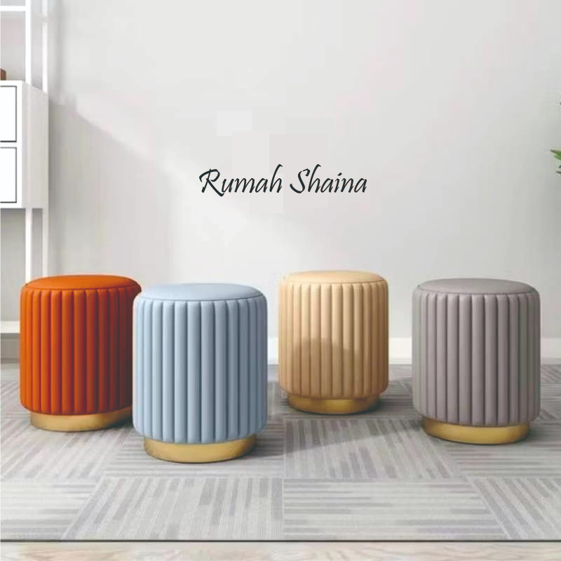 Sofa Stool Luxury, furniture , kursi Stool Velvet Premium Stool Bulat Kanvas, Kursi Rias, Stool Peng