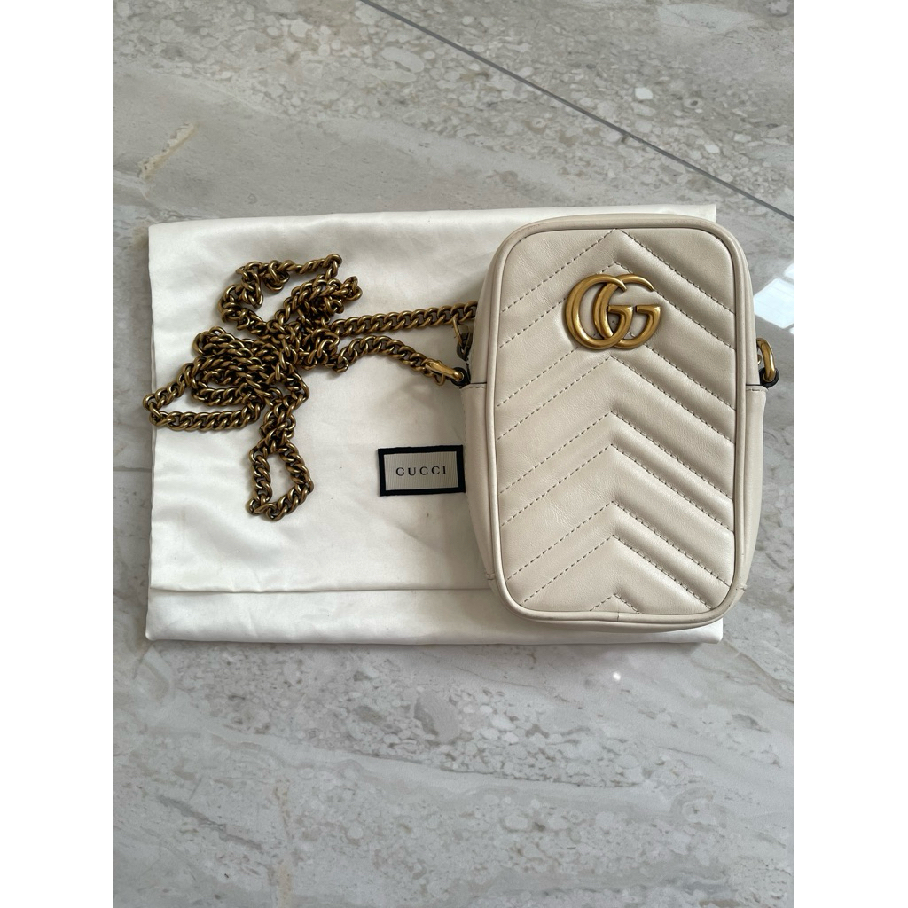 Preloved Gucci GG Marmont Mini Camera Bag White