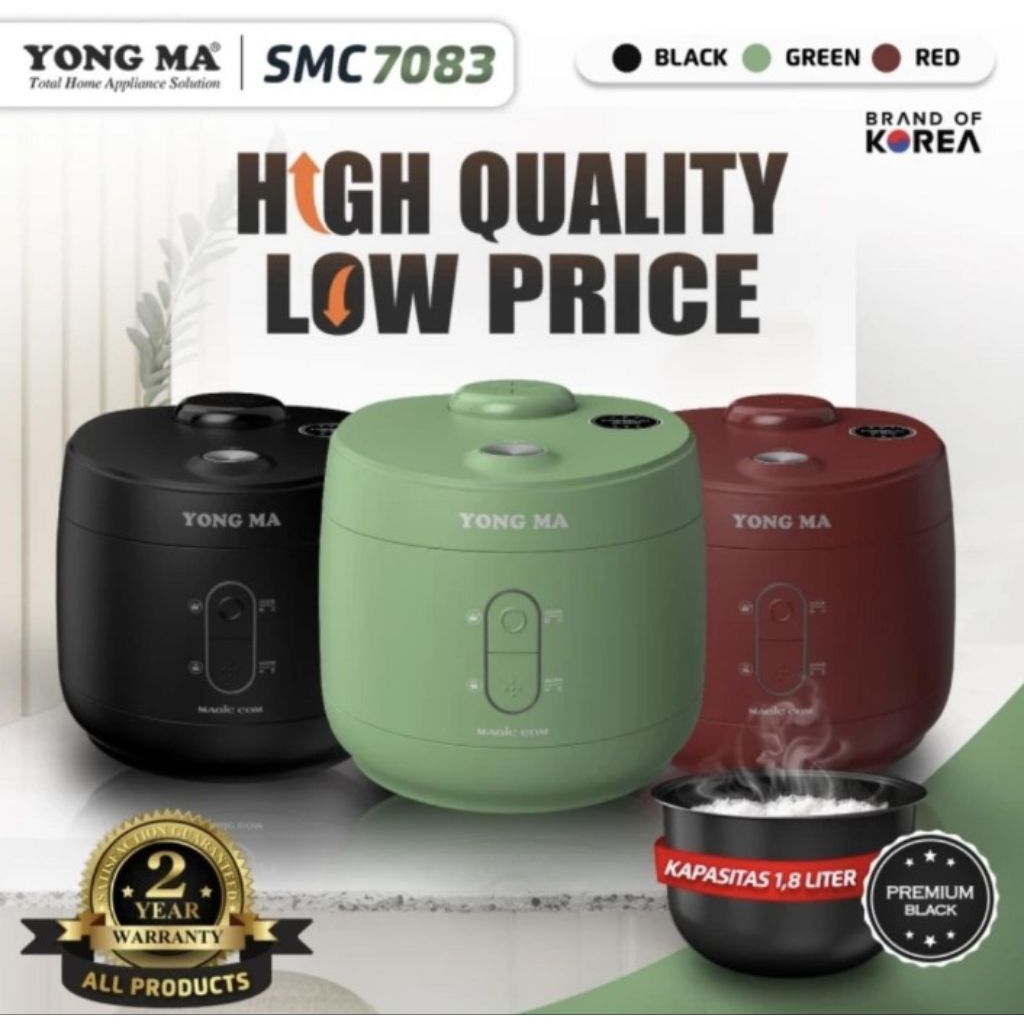 YONGMA RICE COOKER SMC 7083 - MAGIC COM YONGMA 1.8 LITER - MAGIC COM YONGMA MANUAL 1.8 LITER - RICE 
