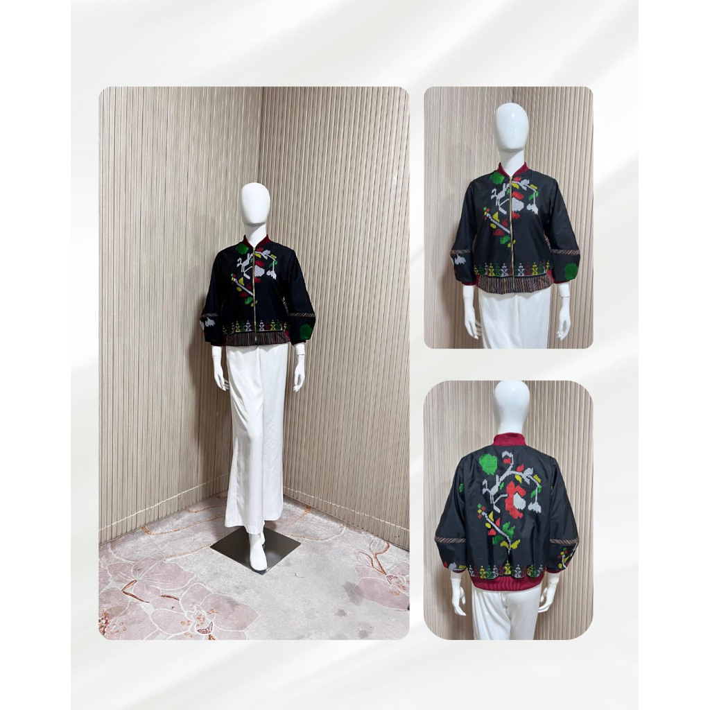 jaket Etnik Motif Lagosi Hitam – Jaket Wastra Nusantara Modern Elegan