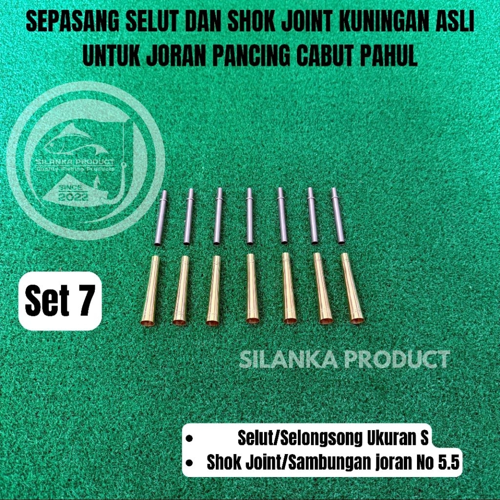 Sepasang Selut Kuningan Asli dan Shok Joint Steinles Tebal Untuk Joran Timbang/Cabut pahul Selut S S