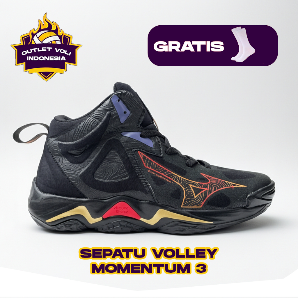 Sepatu Voli Mizuno Wave Momentum 3 Black Orange Volley Mizuno Import Promo Sepatu Volley Sepatu Sepa