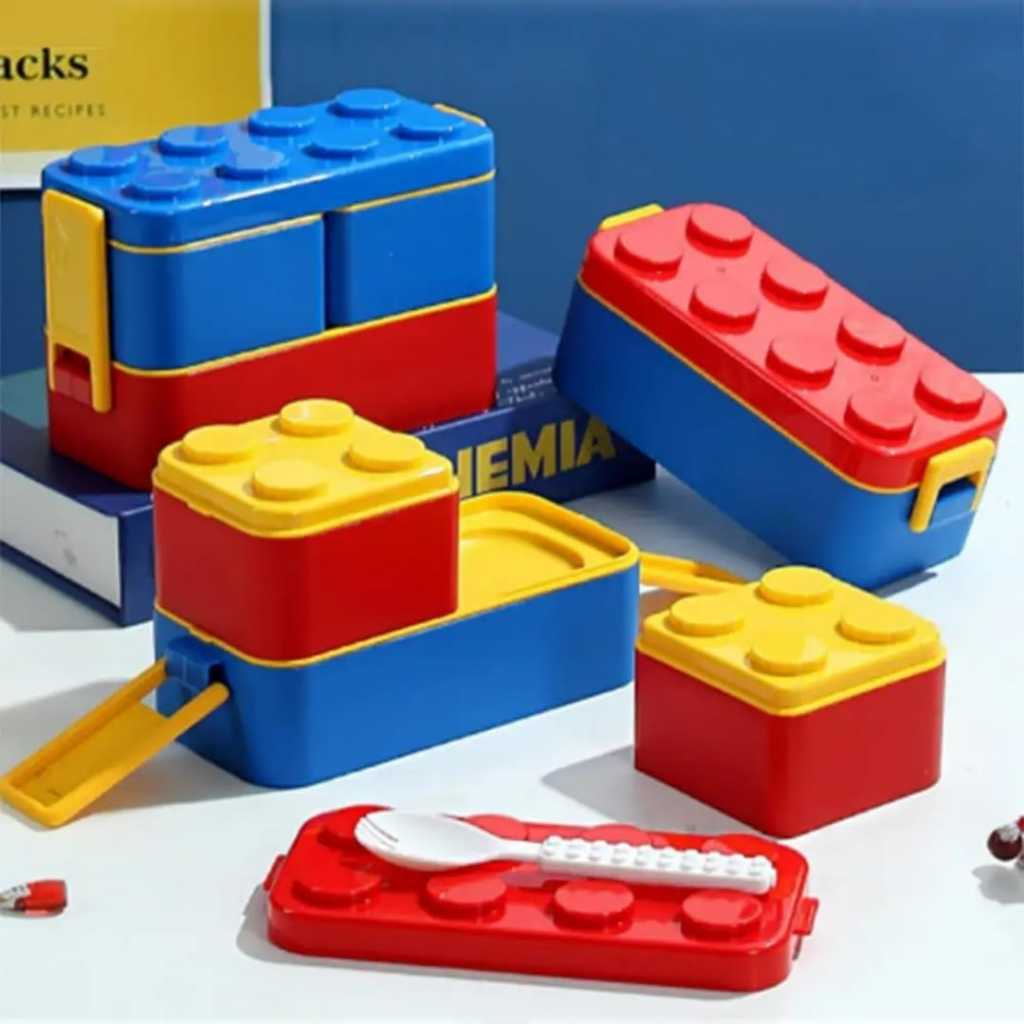 Kotak makan balok susun brick kotak makan model le90