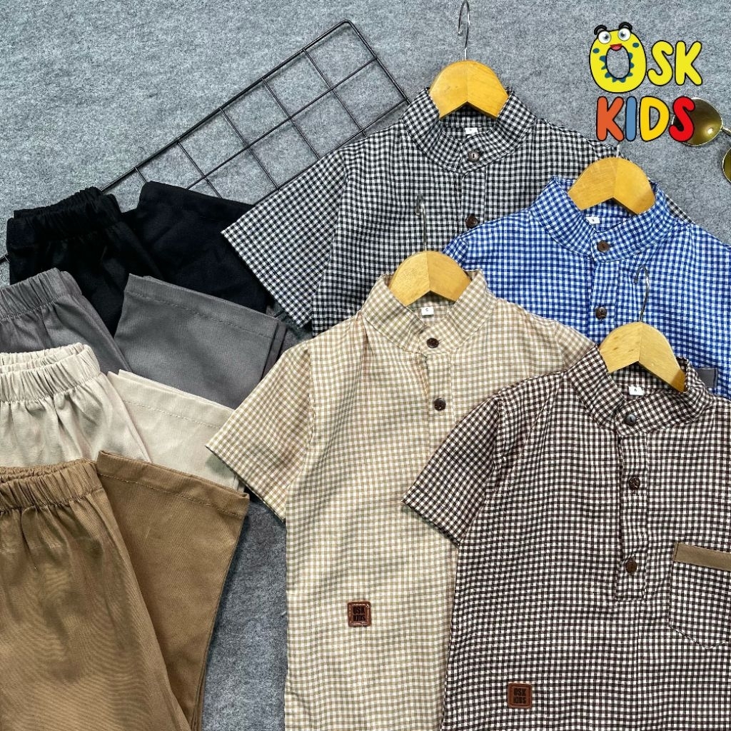 Set Koko Hanaan By Osk Kids Size Kids-Junior Baju Muslim Anak Cowok Setelan Katun