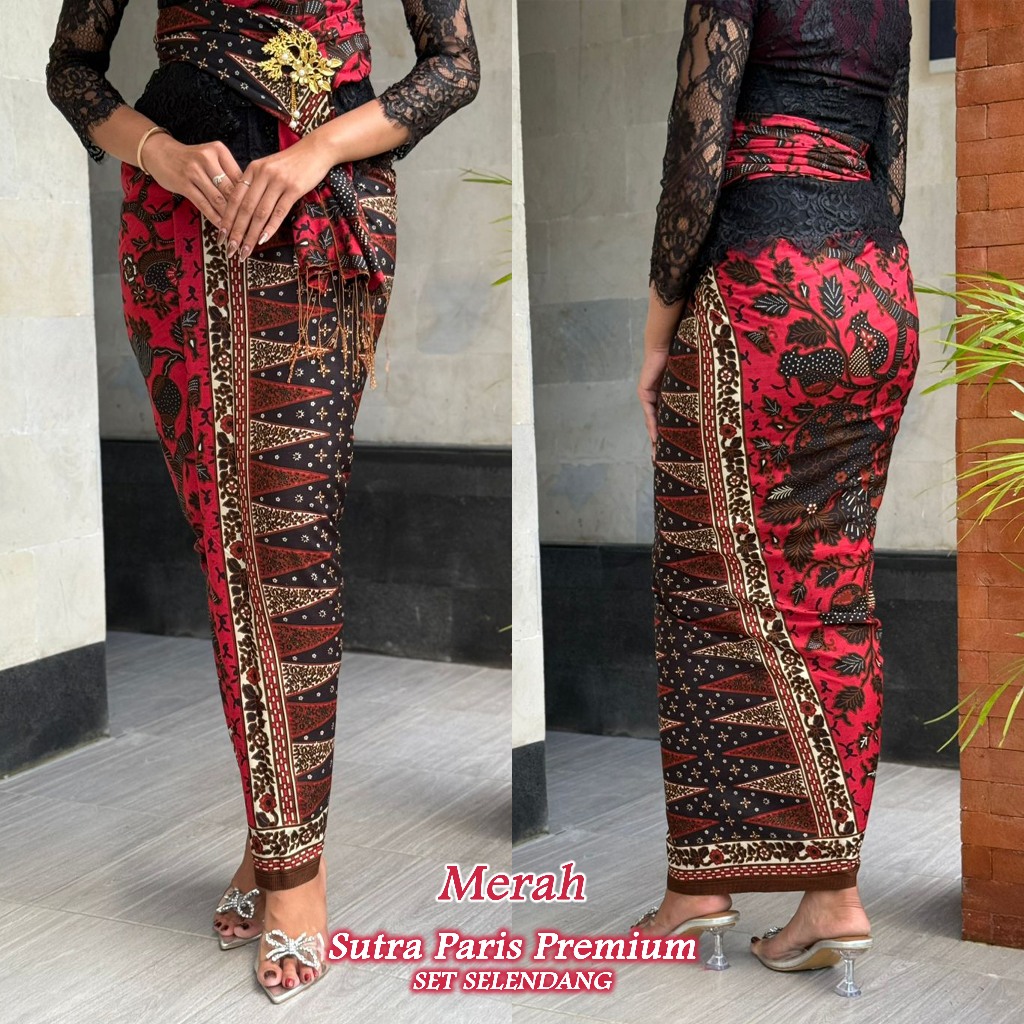 Kain Kamen Sutra Paris ATBM Lembaran Tenunan Blanket Lasem Santung Premium Terbaru Warna Merah