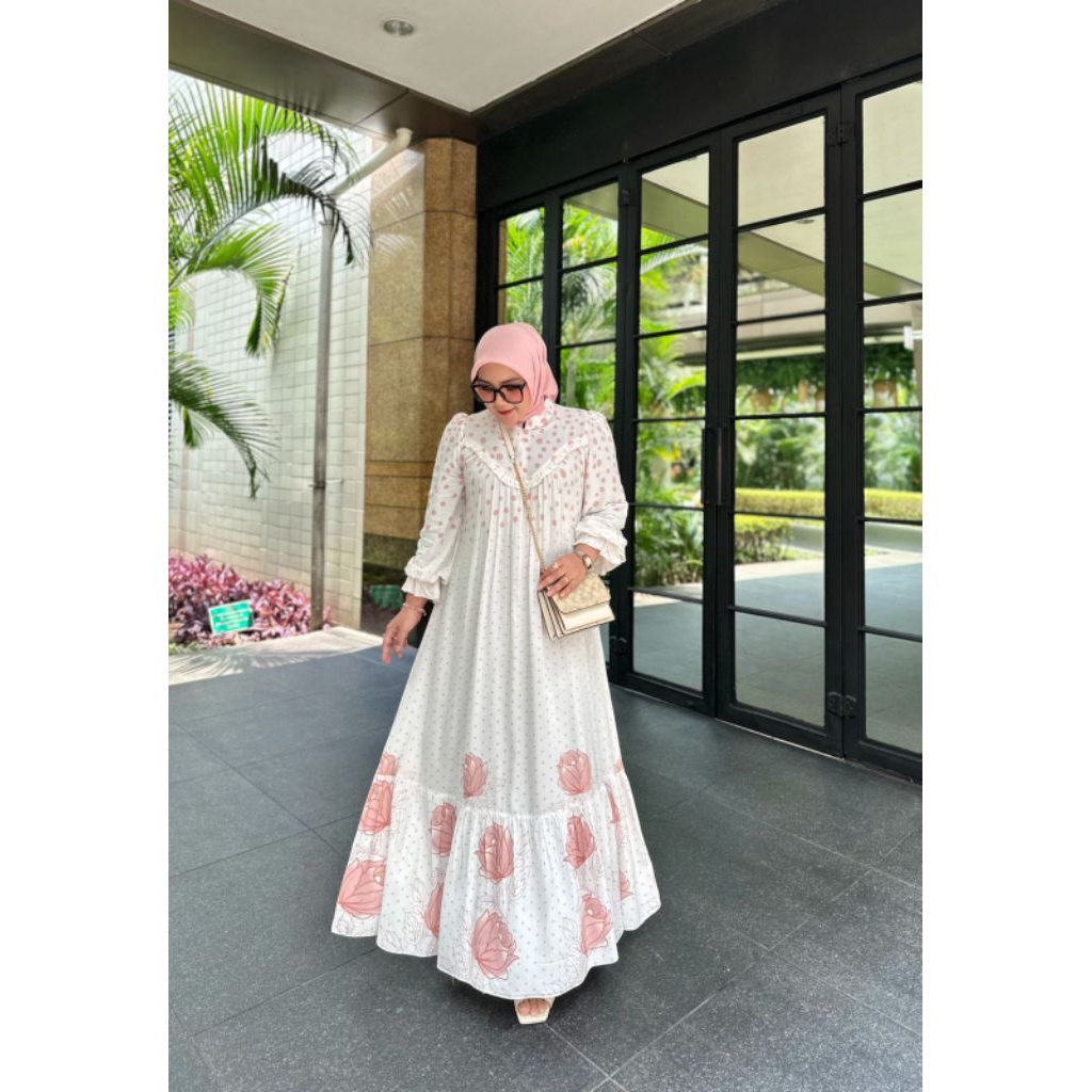 [BISA COD] GAMIS RUMI DAILY POLKA DRESS ORI IRNA EMERALD/TERMURAH/OOTD