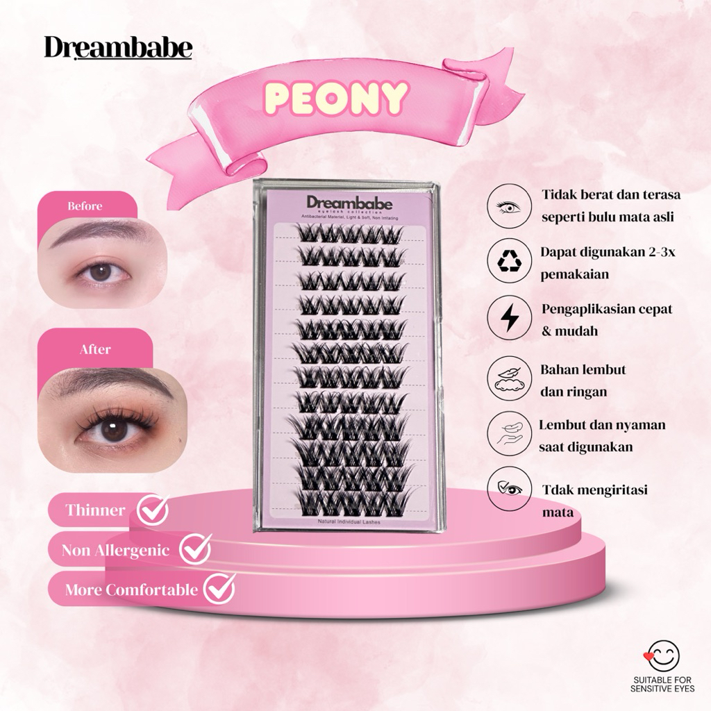 DREAMBABE - PEONY Eyelash Extension, bulu mata palsu, bulu mata palsu tahan lama, bulu mata natural,