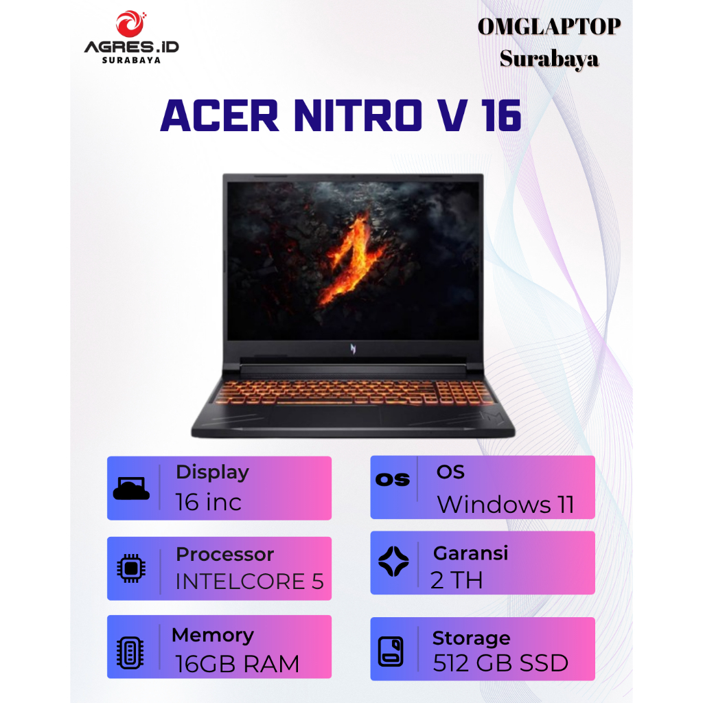 ACER NITRO V 16 I5 14450HX RTX4050 6GB/ 16GB 512GB W11+OHS 16.0WUXGA IPS 165HZ 100SRGB 2Y BLK -71.50