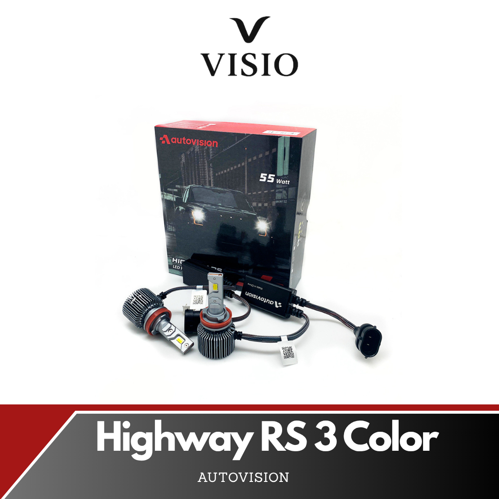 LED H4 H11 H7 HB4 3 Warna Highway RS Autovision 110 Watt Lampu Utama / Headlamp Lampu Sorot / Foglam