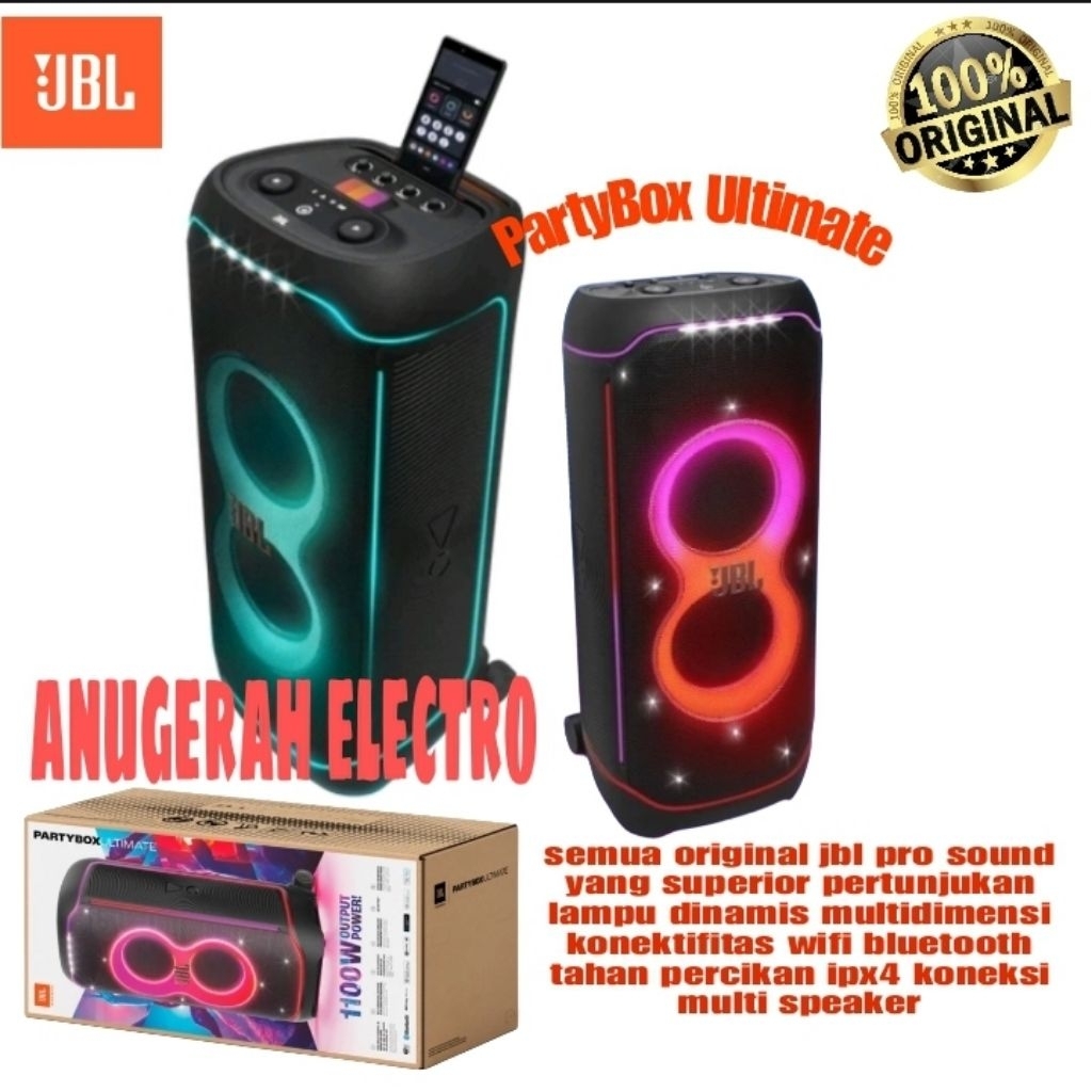 JBL PartyBox ULTIMATE Speaker Partybox Garansi Original Jbl Over 1100 Watt Power Out Put/ Tanpa Mic 