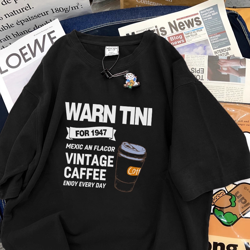 Kaos Lengan Pendek Pria Wanita, Motif Gelas Kopi Vintage Keren, Desain Oversize Ukuran Besar, 100% K