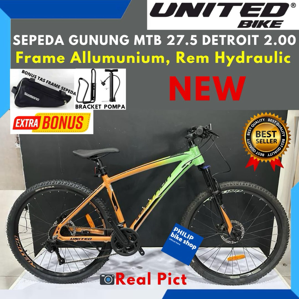 Sepeda Gunung MTB United Miami 3.0 Detroit 2.0 BY UNITEDBIKE Frame Allumunium 3x9 Speed Terbaru