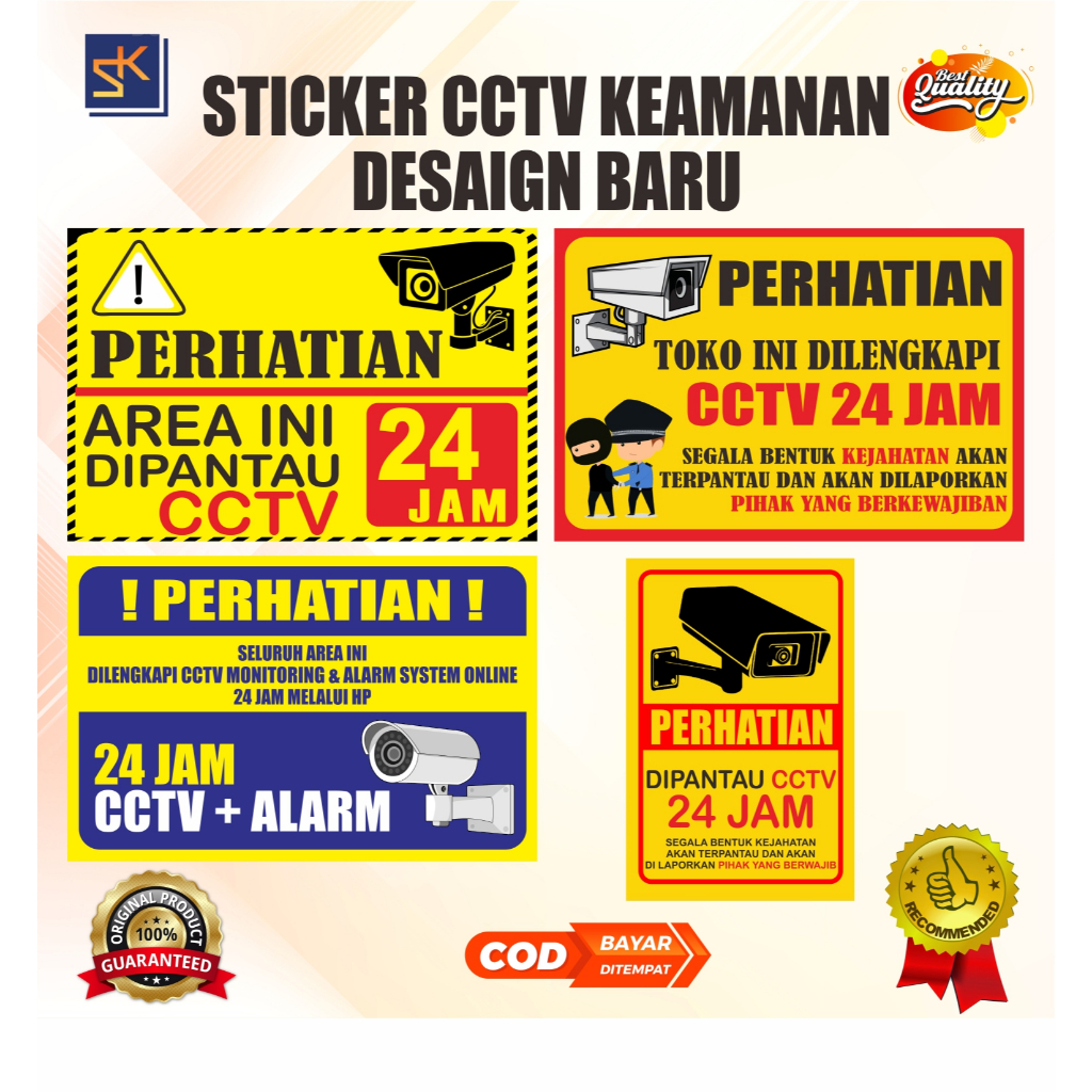STIKER Toko/Area Ini Anti Maling Dilindungi CCTV & Alarm ONLINE 24 Jam.