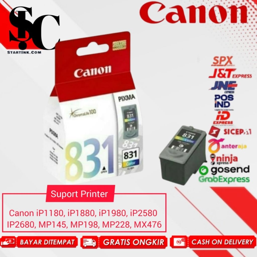 Tinta Cartridge Canon PG-830 CL-831 Black Colour Premium Untuk Printer Canon Pixma: iP1180, iP1880, 