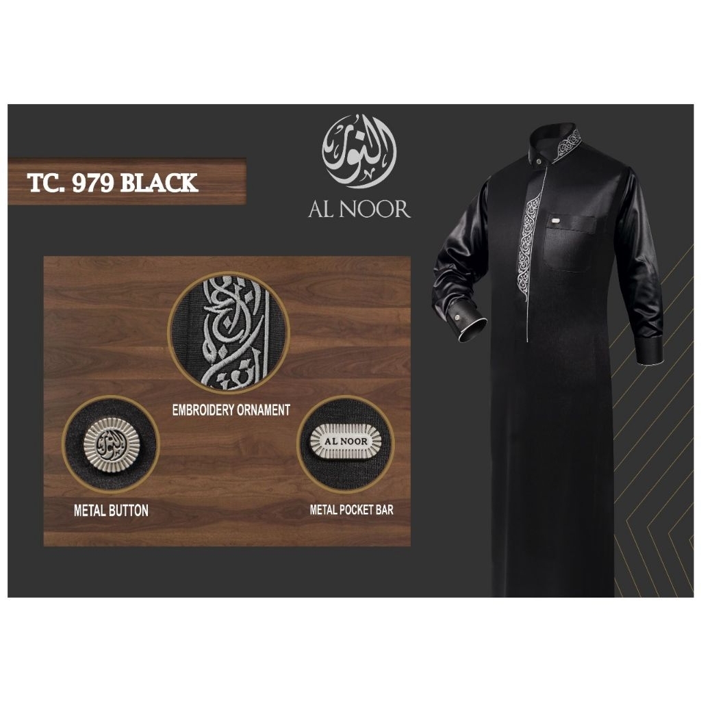 Jubah pria  hitam saudi Al noor polyster premium