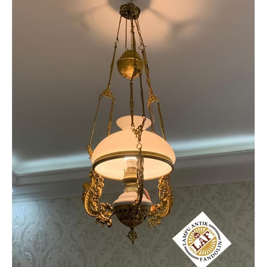 lampu gantung antik fandolin diameter 28 sudah dimodifikasi listrik gratis packing kayu