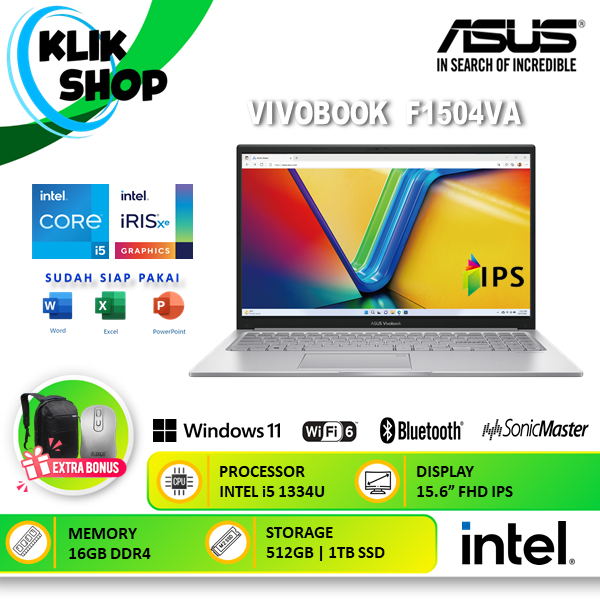 ASUS Vivobook 15 F1504VA i5 1334U 16GB 512GB SSD Windows 11 - Laptop Tipis Elegan