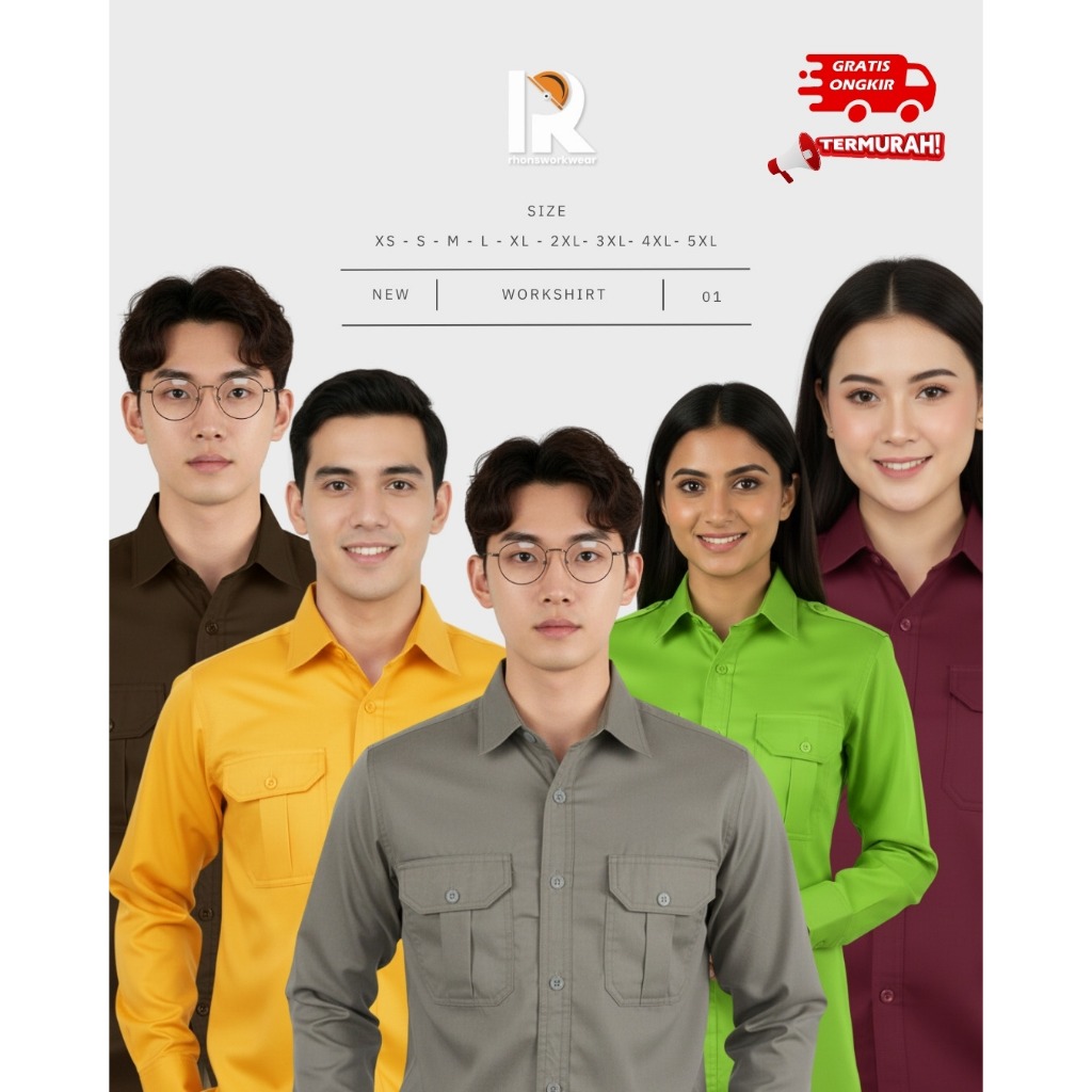 BAJU PDL/ PDH POLOS Pria Wanita Warna Coklat Tua, Kuning Terang, Abu Stone/ Polri/  Satpol PP,  Hija