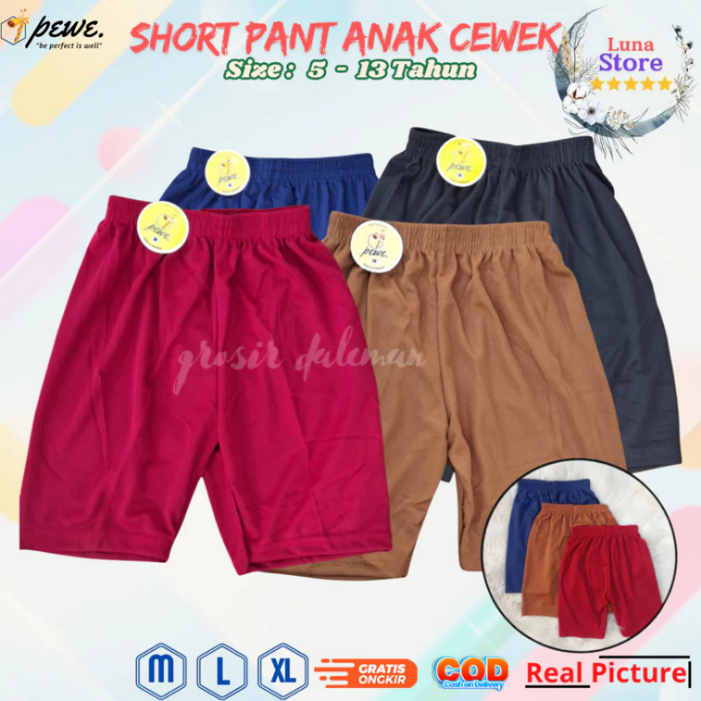 6 Pcs LEGGING CELANA SHORT MINI KIDS, TK, SD, SMP / CELANA SHOT POLOS ANAK PEREMPUAN 5-10 TAHUN TERM