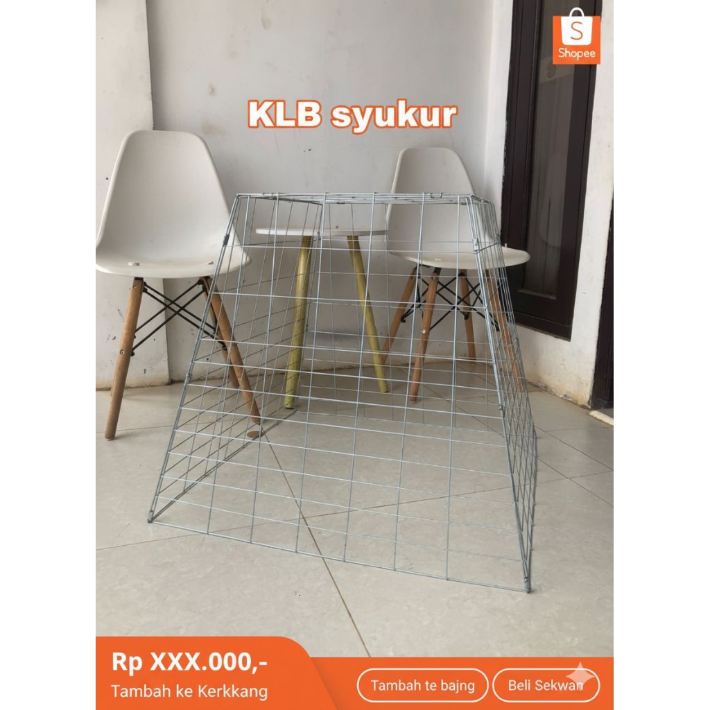 kandang ayam model piramid lipat galvanis UK 50x70x80, kandang jemuran ayam piramid