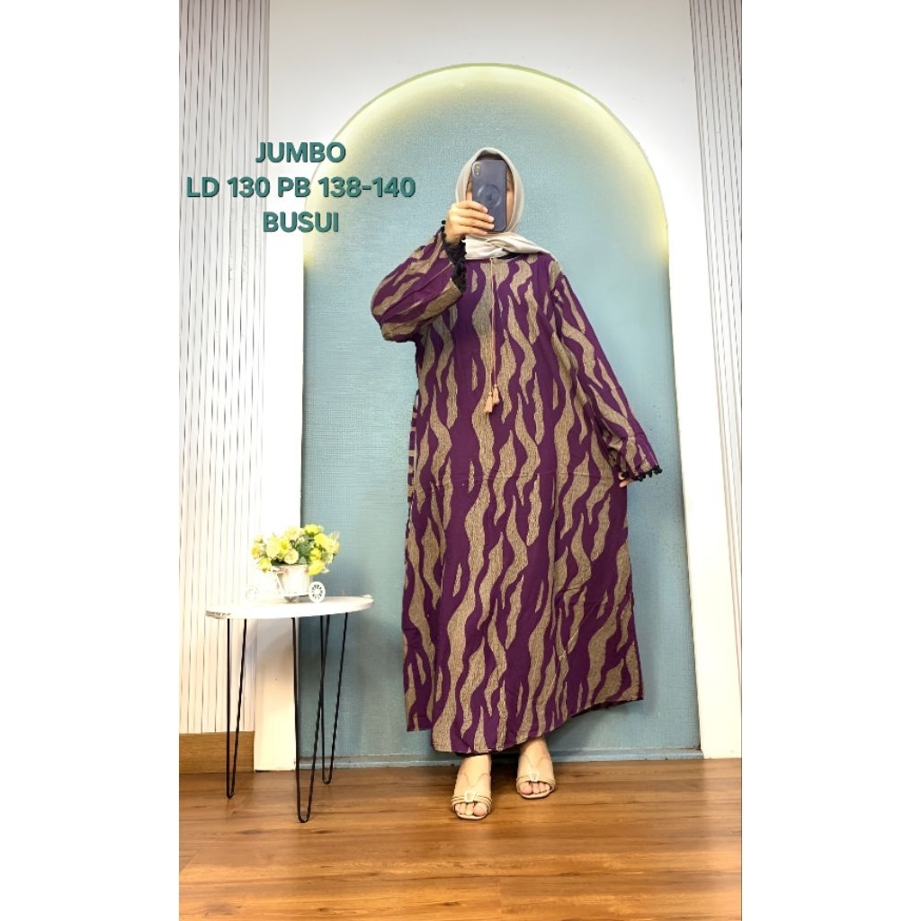 Gamis Batik Jumbo Rayon Twill Premium Busui Friendly Model Terbaru Lebaran LD 130