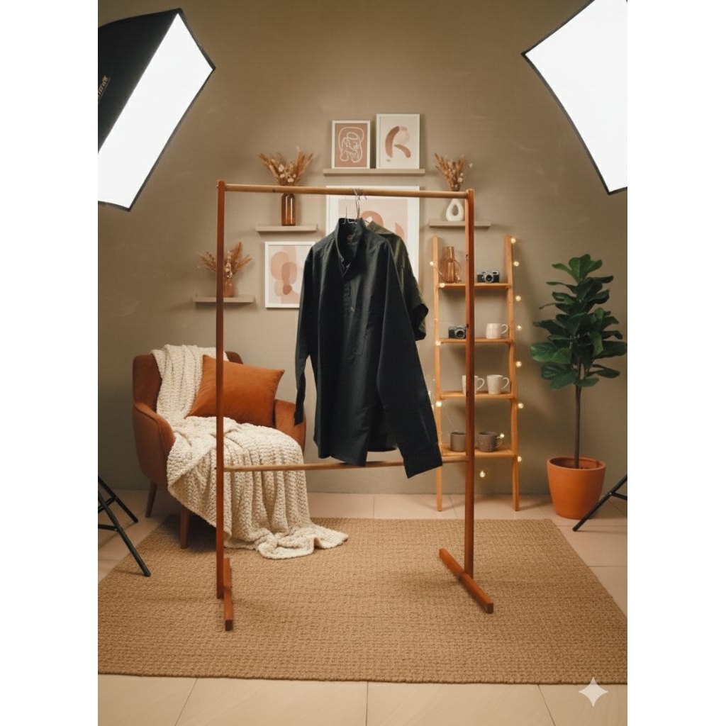 Gantungan Baju Stand Hanger Kayu Aesthetic/Gantungan Baju Anak/Rak Kayu Gantungan Pakaian anak/Gantu