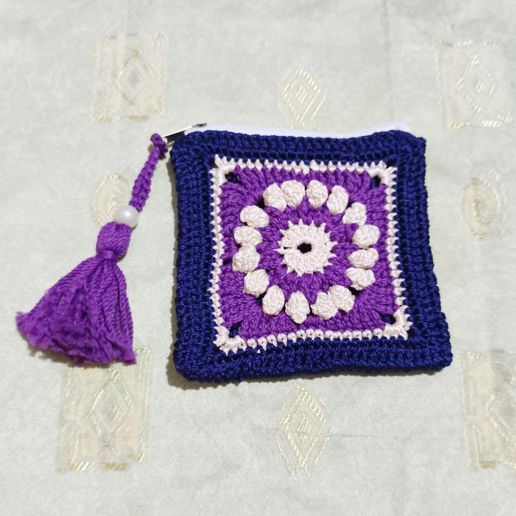 Dompet rajut dompet sebaguna dompet kecil tas kecil tas rajut ungu