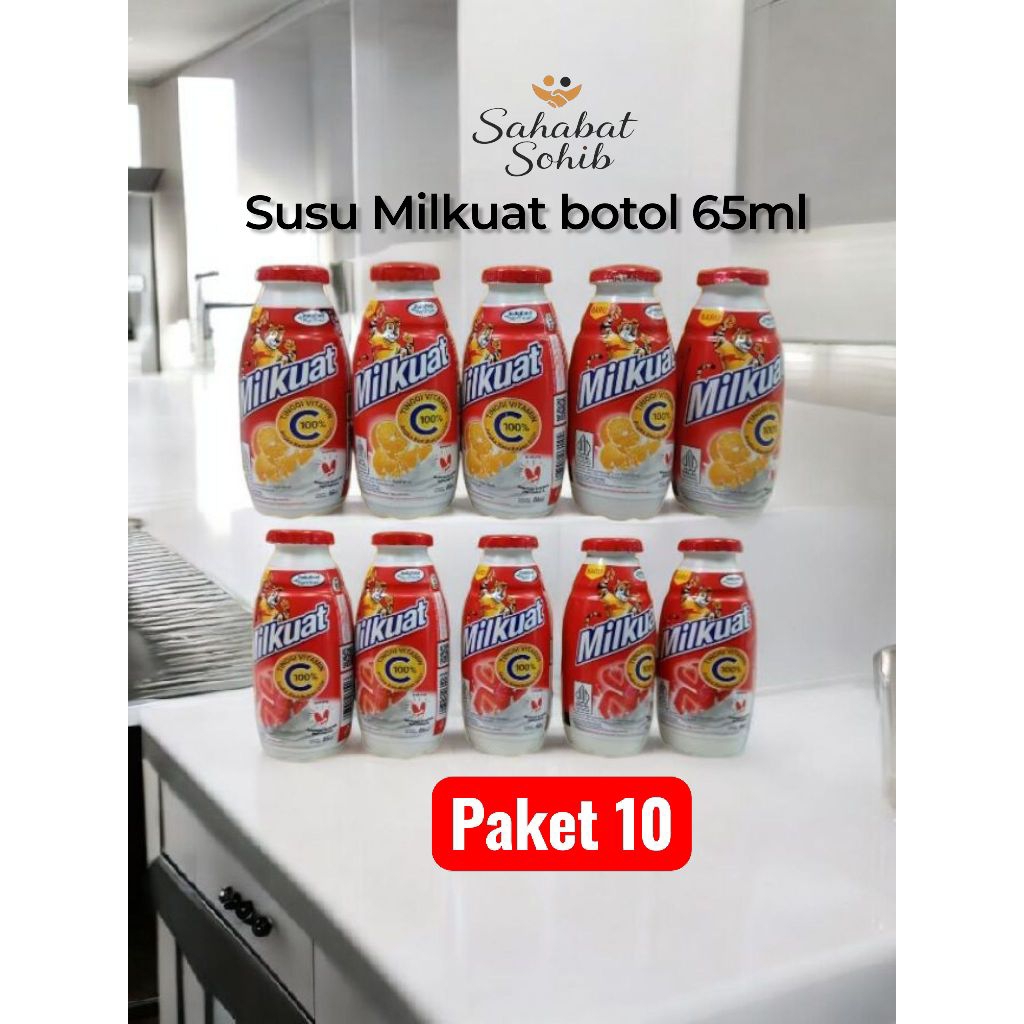 Paket 10 susu milkuat botol strawberi&jeruk